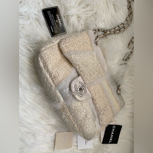 Chanel Patchwork Tweed Timeless Classic Rare with Chain Shoulder bag Authentic - Picture 4 of 17